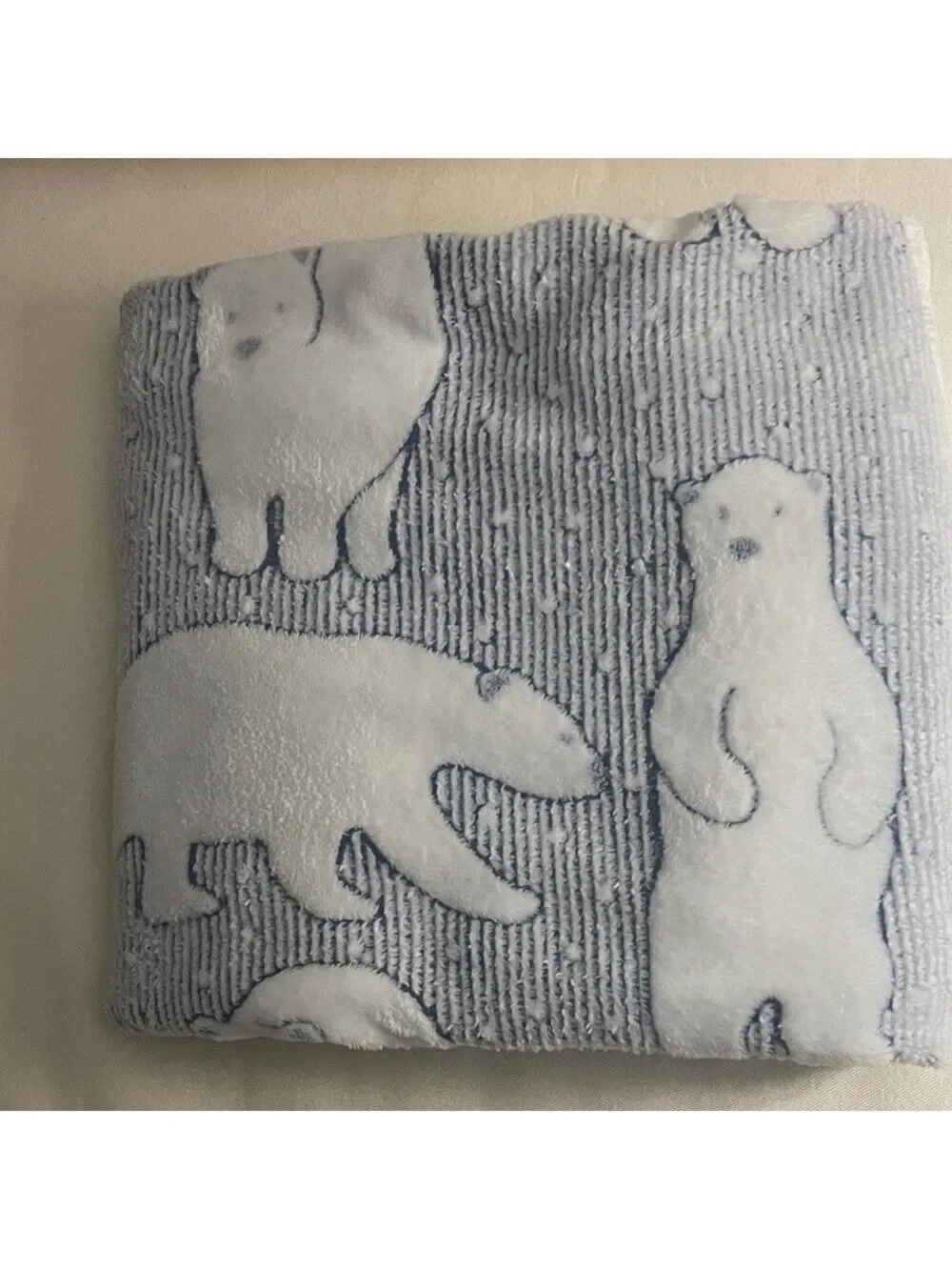 Polar Bear Patterned Blue and White throw